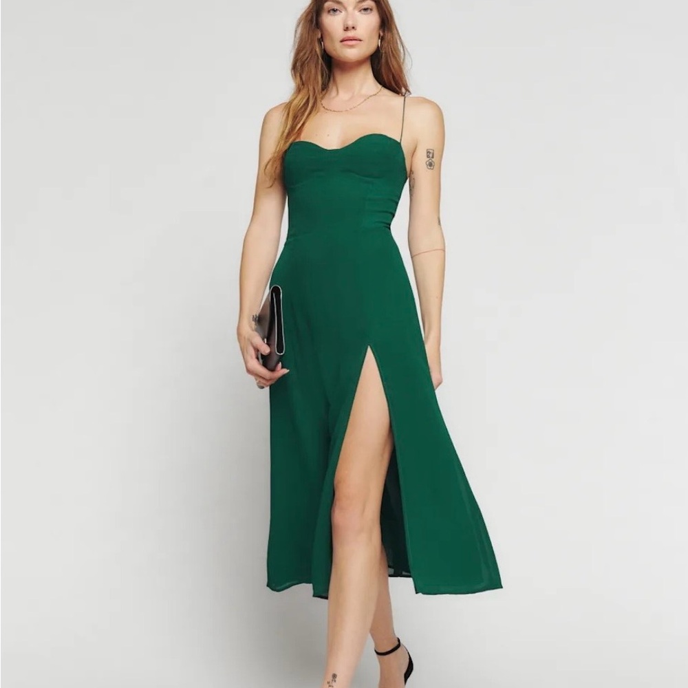 Reformation Juliette Midi Dress In Emerald